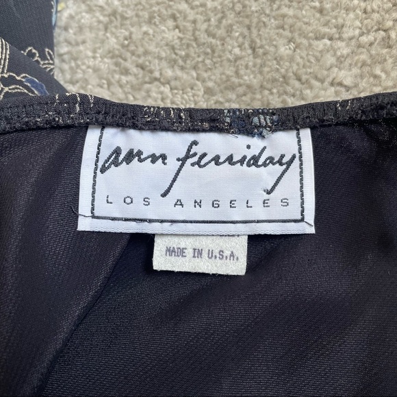 Ann Ferriday Vintage Black Floral Lace Trim Rayon USA Made Dress Size Small - Picture 5 of 9